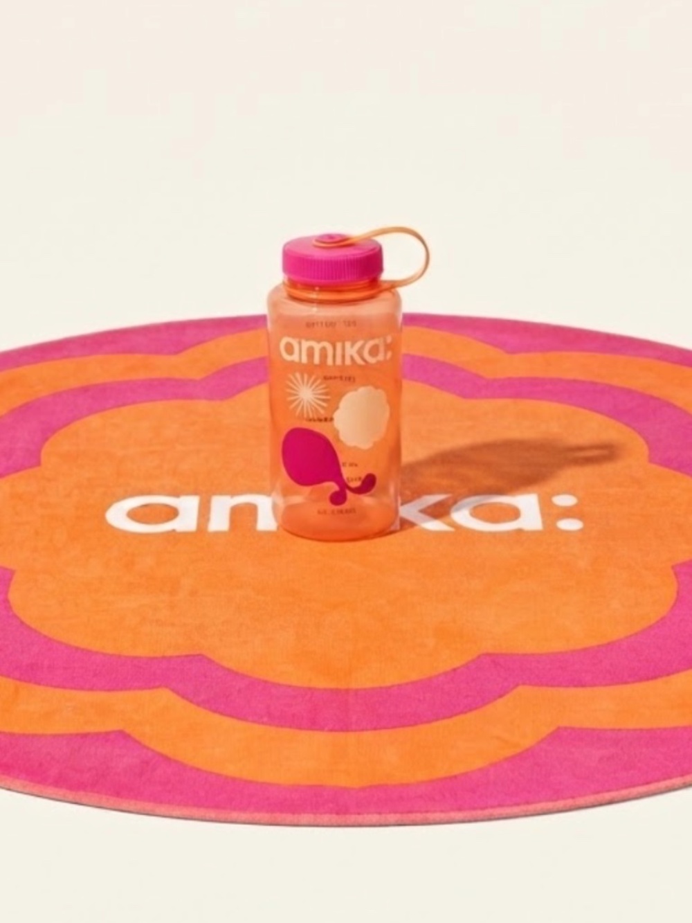 NEW Amika Round Beach Towel & Matching Water Bottle Bundle
